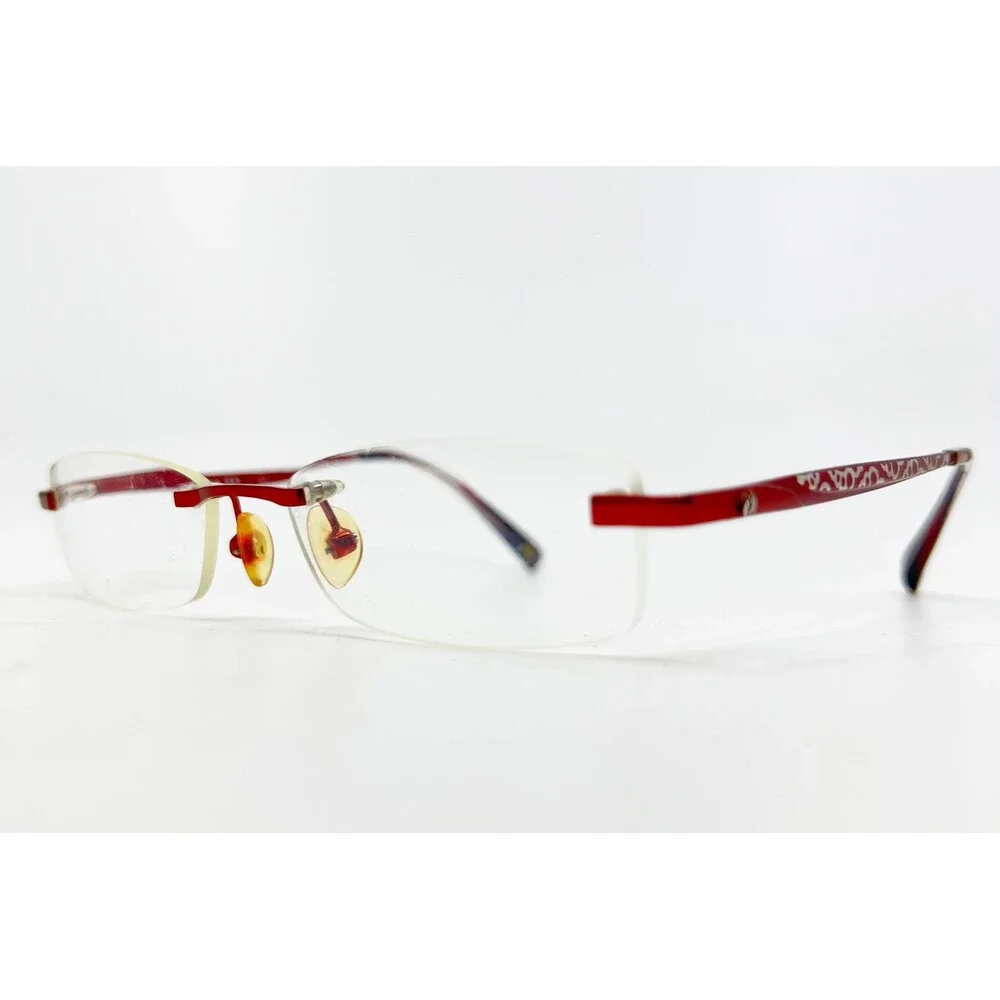 Hang Ten Eyeglasses Womens Red Rimless HT1249 06D 52-18-138